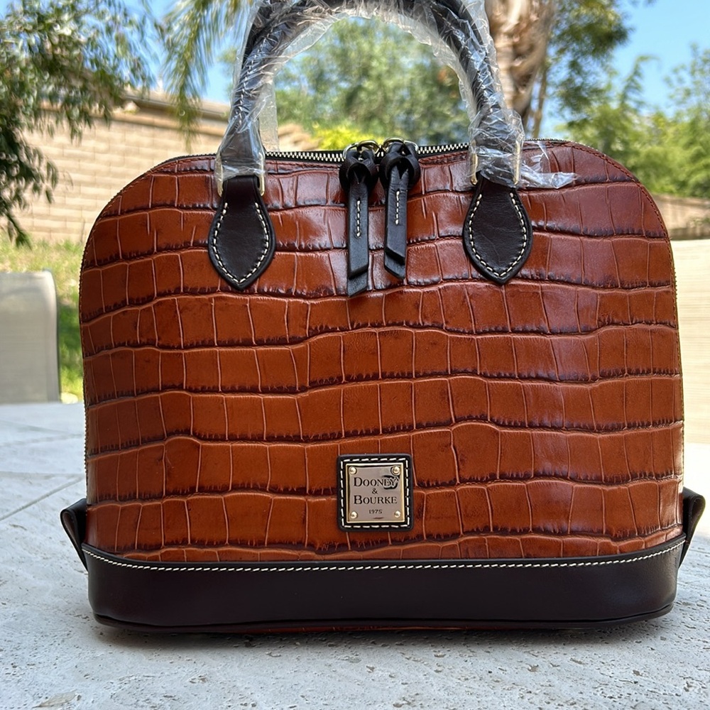 ✨NEW✨Dooney & Bourke OAKDALE ZIP ZIP Satchel - COGNAC - Picture 9 of 16